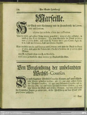 [(3.) Von Vergleichung der unbekandten Wechsel-Coursen]