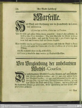 [(3.) Von Vergleichung der unbekandten Wechsel-Coursen]