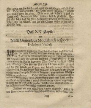 Das XX. Capitel von denen Generibus Modulandi respectu Prolationis Verbalis.