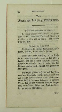 Das Sacrament des heiligen Abendmals