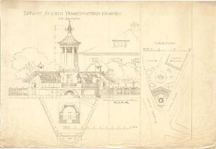Thiersch, August ; Sonthofen (Bayern); Transformatorenstationen - Lageplan, Grundriss, Ansicht