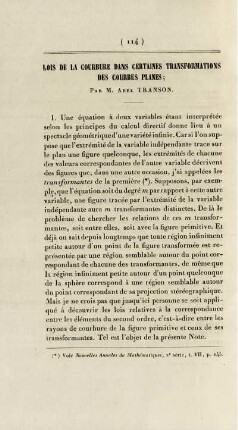 Lois de la courbure dans certaines transformations des courbes planes.