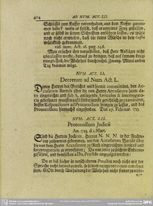 Num. Act. LI. Decretum ad Num. Act. L.