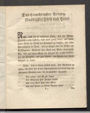 Durchlauchtigster Herzog, Gnädigster Fürst und Herr!