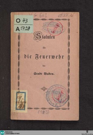 Statuten für die Feuerwehr der Stadt Baden