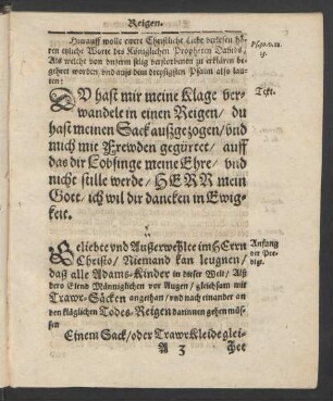 [Text.] [...] Worte des Königlichen Propheten Davids/ [...] / und auss dem dreysigsten Psalm also lauten: