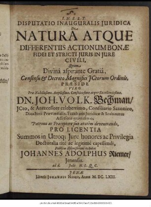 Disputatio Inauguralis Iuridica De Natura Atque Differentiis Actionum Bonae Fidei Et Stricti Iuris In Iure Civili