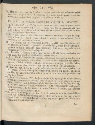 Ex Statutis Patriae Nostrae Et Vicinorum Locorum