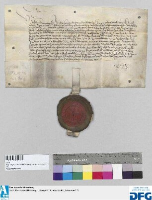 König Fridreich III. stellt der Stadt Nürnberg Quittung aus über 1000 fl. Stadtsteuer für des Jahr 1439.