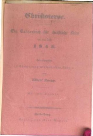 Christoterpe : ein Jahrbuch für d. dt. Haus. 1845, 1845