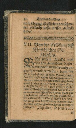 VII. Von der Erlösung deß Menschlichen Geschlechts.