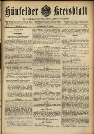 Ausgabe vom Samstag, den 15. Januar 1916.