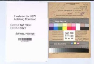 Entnazifizierung Heinrich Schmitz , geb. 25.06.1900 (Textileinkaeufer)