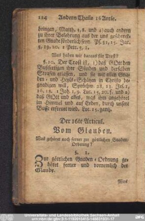Der 16te Articul. Vom Glauben.