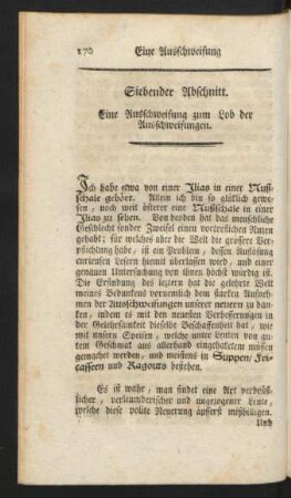 Siebender Abschnitt. Eine Ausschweifung zum Lob der Ausschweifungen