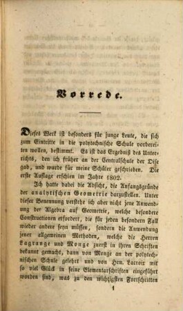 Versuch einer analytischen Geometrie, angewandt auf die Curven und Flächen zweiter Ordnung