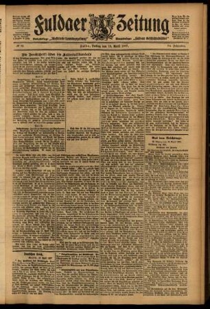 Erste Ausgabe vom Freitag, den 19. April 1907.