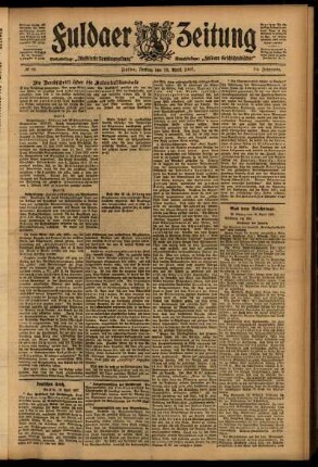Erste Ausgabe vom Freitag, den 19. April 1907.