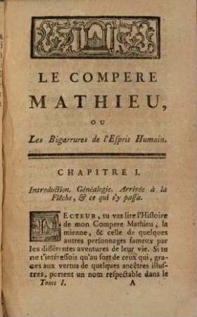 Le Compere Mathieu, Ou Les Bigarrures De L'Esprit Humain, 1