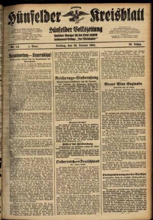 Erste Ausgabe vom Freitag, den 26. Januar 1934.