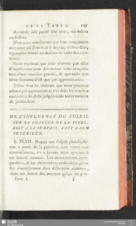 De l'Influence du Soleil sur la Chaleur de la Terre, soit a sa Surface, soit a son Intérieur