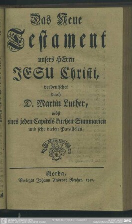 Das Neue Testament unsers HErrn Jesu Christi