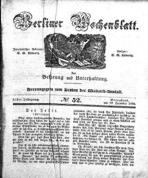 No. 52, Sonnabend, den 28. December 1839.