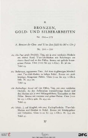 Bronzen der Chou- und Ts’in-Zeit (Nr. 264-294)