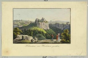 Die Burg Hohnstein in der Sächsischen Schweiz vom Hockstein aus nach Osten