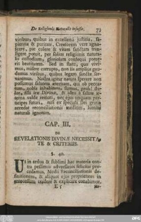 Cap. III. De Revelationis Divinae Necessitate & Criteriis.