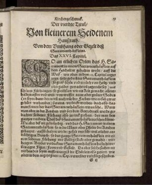 Der vierdte Titul. Von kleinerem seidenem Haußrath