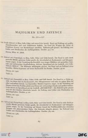 XI. Majoliken und Fayence (Nr. 299-3379