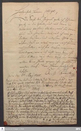 Brief von August Hermann Francke an [Joachim Just Breithaupt, Paul Anton, Johann Daniel Herrnschmidt und Johann Heinrich Michaelis].