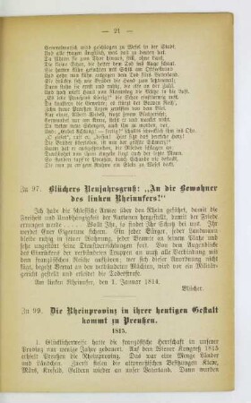 Zu 99. Die Rheinprovinz in ihrer heutigen Gestalt kommt zu Preußen. 1815
