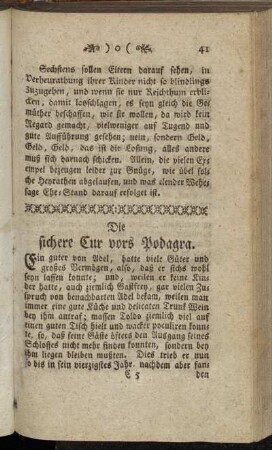 Die sichere Cur vors Podagra.