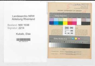 Entnazifizierung Else Kubatz , geb. 31.12.1907 (Angestellte)
