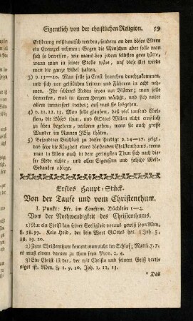 59-64, Erstes Haupt-Stück. Von der Taufe und vom Christenthum. Zweites Haupt-Stück. Vom Glauben. Drittes Haupt-Stück. Vom Gebet. Viertes Haupt-Stück. Von den Geboten Gottes. Fünftes Haupt-Stück. Vom Abendmahl des Herrn. Sechstes Haupt-Stück.