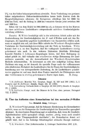II. Über das Auftreten eines Kernschattens bei den normalen P-Wellen