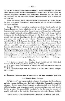 II. Über das Auftreten eines Kernschattens bei den normalen P-Wellen