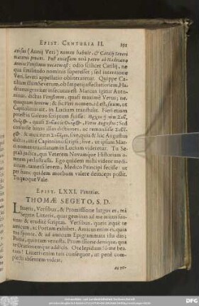 Epist. LXXI. Venetias. Thomae Segeto, S. D.