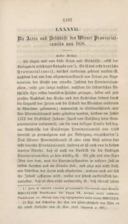 1197-1213 Die Acten und Beschlüsse des Wiener Provincial-Concils von 1858 : erster Artikel