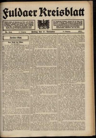 Zweite Ausgabe vom Freitag, den 17. November 1911.