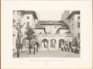 Friedrichs-Realgymnasium in der Mittenwalder Straße und der Schleiermacherstraße, Berlin: Ansicht Schulhof (aus: Neubauten der Stadt Berlin, Bd. V, 1907)