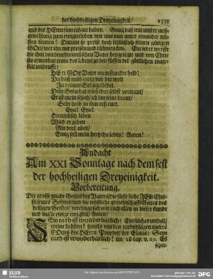 Andacht Am XXI Sonntage nach dem fest der hochheiligen Dreyeinigkeit