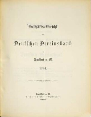 Bericht über das ... Geschäftsjahr. 1894 (1895)