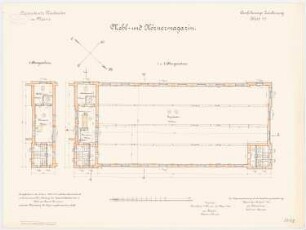 Proviantamt, Mainz Mehl- und Körnermagazin: Grundriss 1. und 2. Obergeschoss 1:100