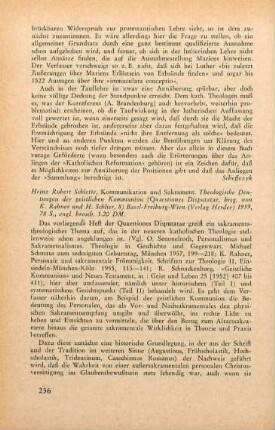 236-238 [Rezension] Schlette, Heinz Robert, Kommunikation und Sakrament