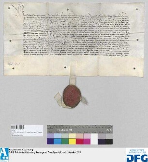 Sebaldus, Abt von St. Egidien in Nürnberg, stellt ein Vidimus aus von der Urfehde des Caspar Nagell vom 16. Juni 1455.