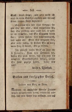 Sieben und funfzigster Brief. Juliane von Benz an Flora