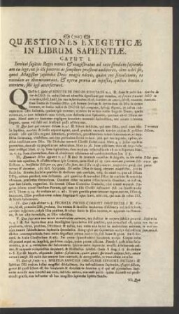 Quaestiones Exegeticae In Librum Sapientiae.